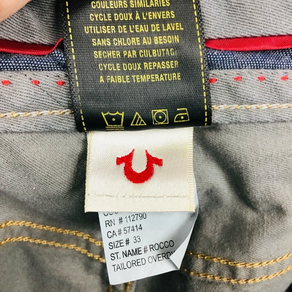 True Religion Rocco Tailored Overdye Twill Jeans Pants Gray Button Fly 33